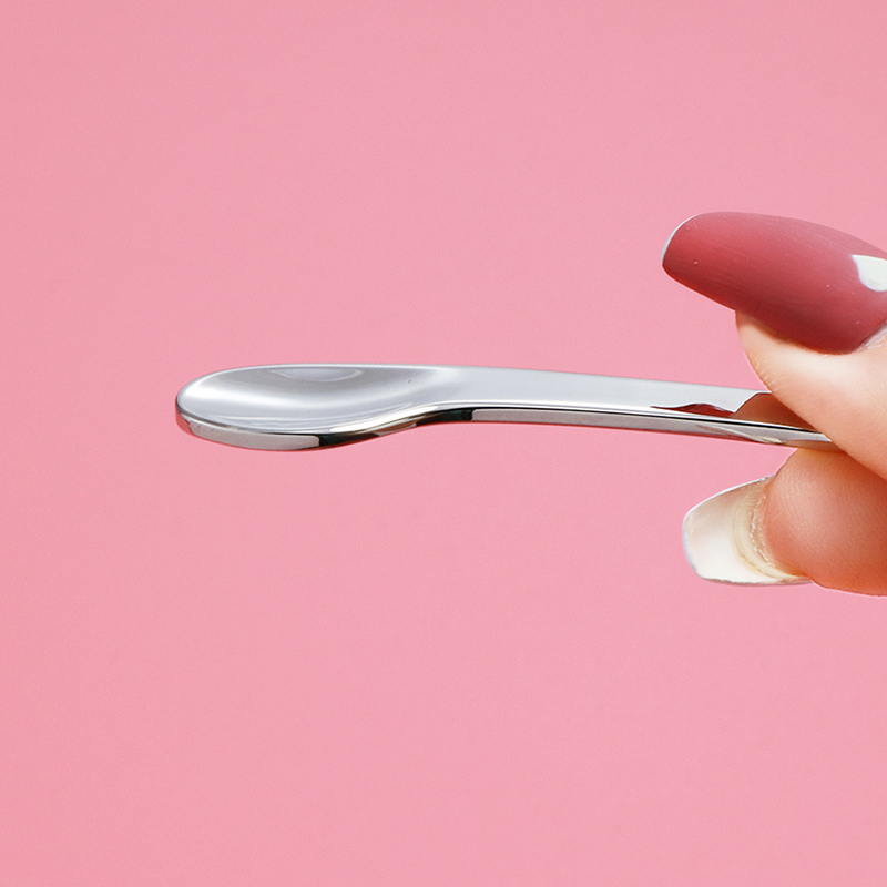 面霜眼膜勺子高端化妆品专用勺子月牙勺自制面膜调膜勺金属勺子