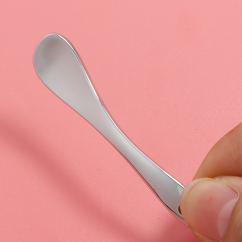 厂家定制面霜勺锌合金材质银色眼霜勺DIY面膜调膜棒 眼部按摩勺